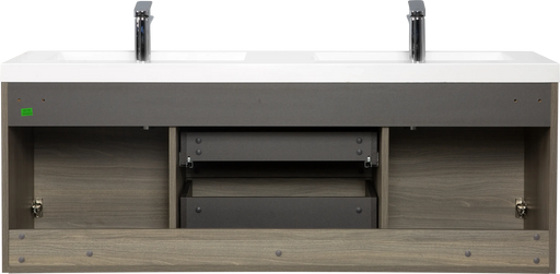 60' Floating Bathroom Vanity with Sink, Modern Wall-Mounted Bathroom Storage Vanity Cabinet with Double Resin Top Basins and Soft Close Drawers, Ash Grey 24V11-60DAG Default -DTYStore