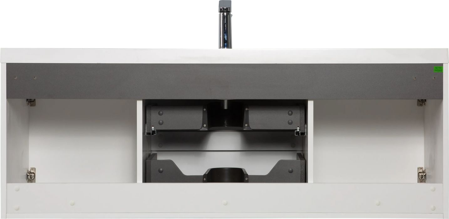 60' Floating Bathroom Vanity with Sink, Modern Wall-Mounted Bathroom Storage Vanity Cabinet with Resin Top Basin and Soft Close Drawers, Glossy White 24V11-60SGW Default -DTYStore