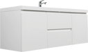 60' Floating Bathroom Vanity with Sink, Modern Wall-Mounted Bathroom Storage Vanity Cabinet with Resin Top Basin and Soft Close Drawers, Glossy White 24V11-60SGW Default -DTYStore