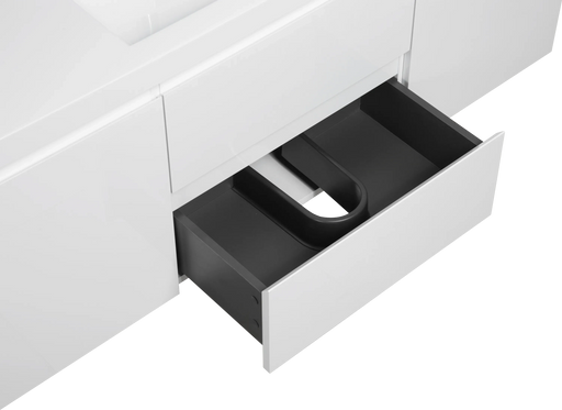 60' Floating Bathroom Vanity with Sink, Modern Wall-Mounted Bathroom Storage Vanity Cabinet with Resin Top Basin and Soft Close Drawers, Glossy White 24V11-60SGW Default -DTYStore