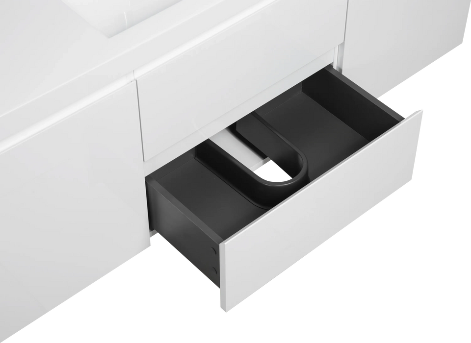 60' Floating Bathroom Vanity with Sink, Modern Wall-Mounted Bathroom Storage Vanity Cabinet with Resin Top Basin and Soft Close Drawers, Glossy White 24V11-60SGW Default -DTYStore