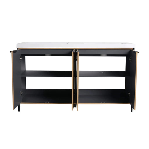 60' Freestanding Bathroom Vanity with Double Resin Sink & 4 Soft-Close Cabinet Doors (KD-Packing)-W999S00298 Default -DTYStore