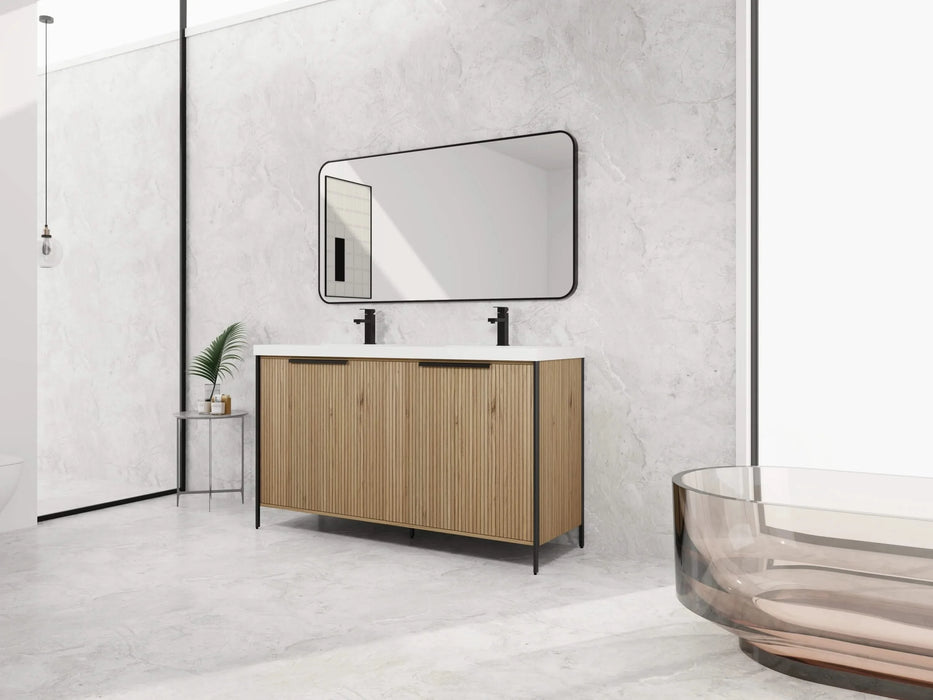 60' Freestanding Bathroom Vanity with Double Resin Sink & 4 Soft-Close Cabinet Doors (KD-Packing)-W999S00298 Default -DTYStore