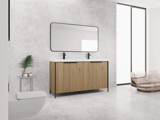 60' Freestanding Bathroom Vanity with Double Resin Sink & 4 Soft-Close Cabinet Doors (KD-Packing)-W999S00298 Default -DTYStore