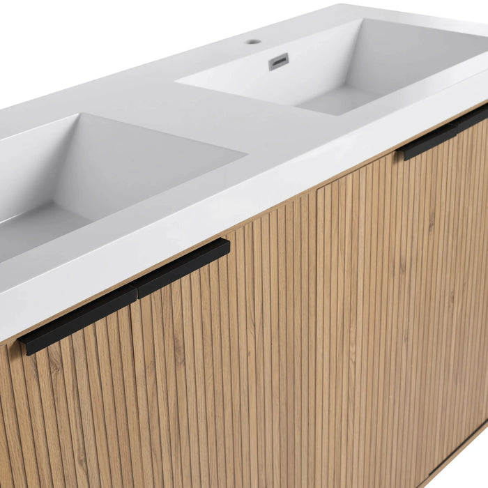 60' Freestanding Bathroom Vanity with Double Resin Sink & 4 Soft-Close Cabinet Doors (KD-Packing)-W999S00298 Default -DTYStore