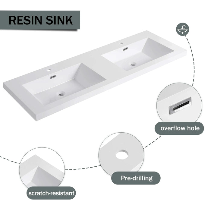 60' Freestanding Bathroom Vanity with Double Resin Sink & 4 Soft-Close Cabinet Doors (KD-Packing)-W999S00298 Default -DTYStore