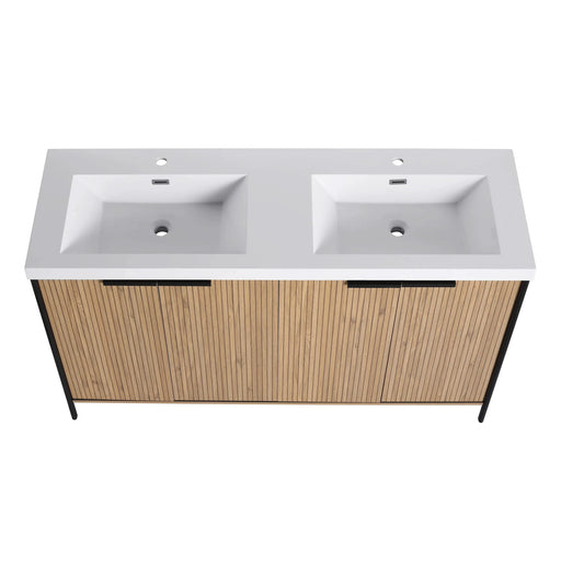 60' Freestanding Bathroom Vanity with Double Resin Sink & 4 Soft-Close Cabinet Doors (KD-Packing)-W999S00298 Default -DTYStore