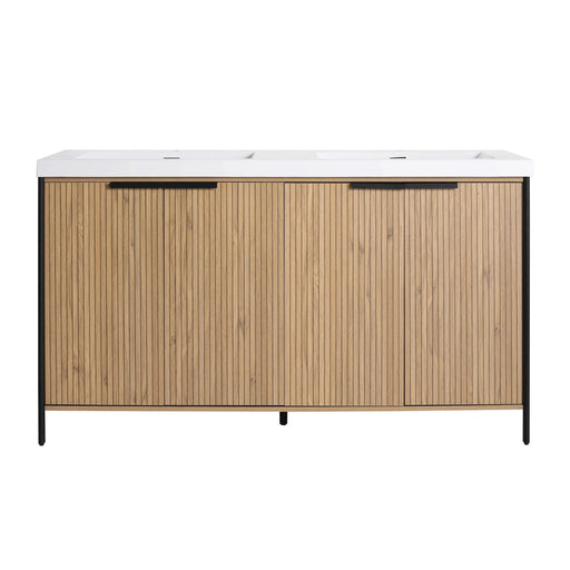 60' Freestanding Bathroom Vanity with Double Resin Sink & 4 Soft-Close Cabinet Doors (KD-Packing)-W999S00298 Default -DTYStore