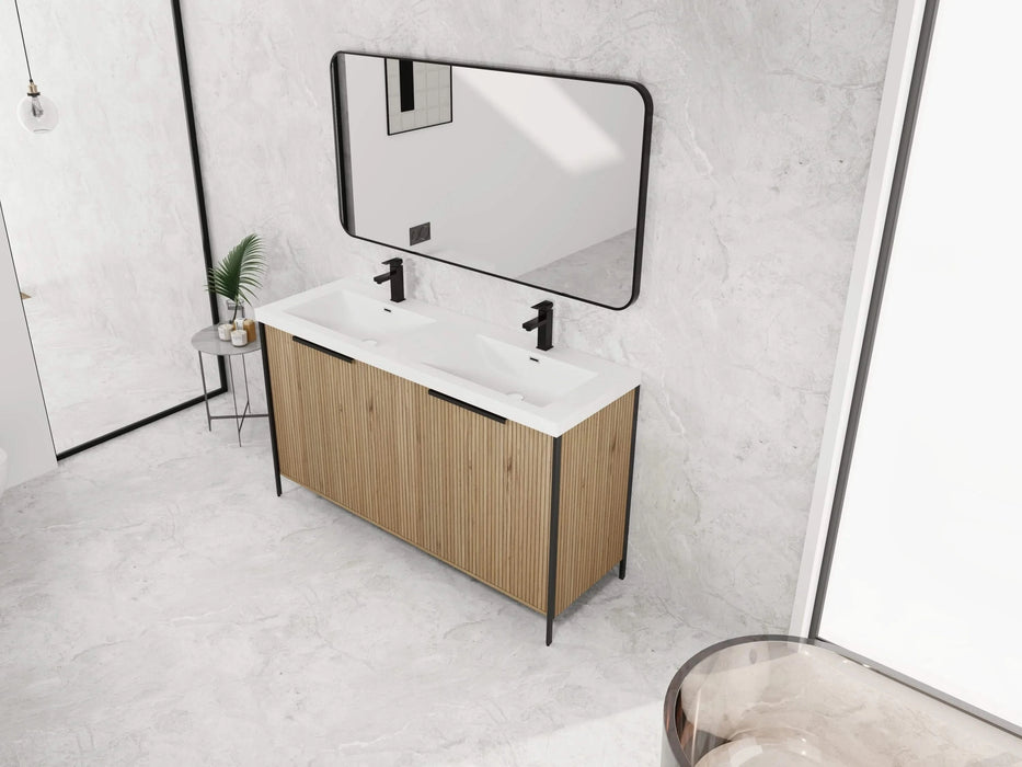 60' Freestanding Bathroom Vanity with Double Resin Sink & 4 Soft-Close Cabinet Doors (KD-Packing)-W999S00298 Default -DTYStore