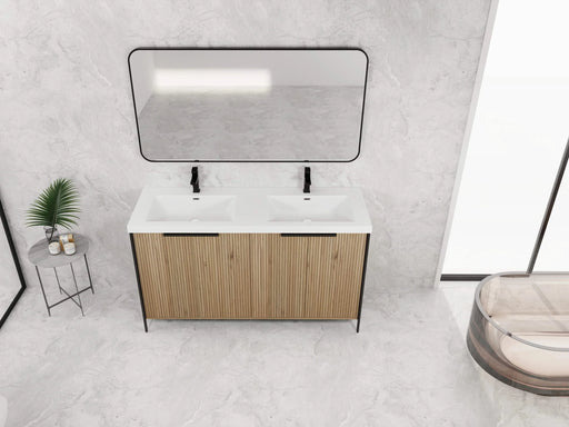 60' Freestanding Bathroom Vanity with Double Resin Sink & 4 Soft-Close Cabinet Doors (KD-Packing)-W999S00298 Default -DTYStore