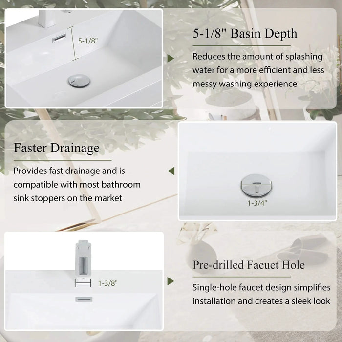 60' Freestanding Bathroom Vanity with Double Sinks, Bathroom Storage Vanity Cabinet with Stone Resin Countertop and Soft Close Drawers, Natural Oak 24V14-60DNO Default -DTYStore