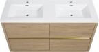 60' Freestanding Bathroom Vanity with Double Sinks, Bathroom Storage Vanity Cabinet with Stone Resin Countertop and Soft Close Drawers, Natural Oak 24V14-60DNO Default -DTYStore