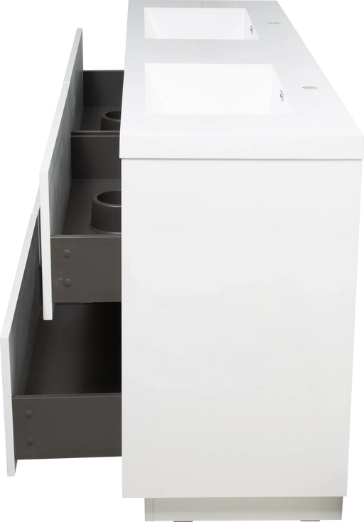 60' Freestanding Bathroom Vanity with Sink, Bathroom Storage Vanity Cabinet with Stone Resin Countertop and Soft Close Drawers, Glossy White 24V14-60DGW Default -DTYStore