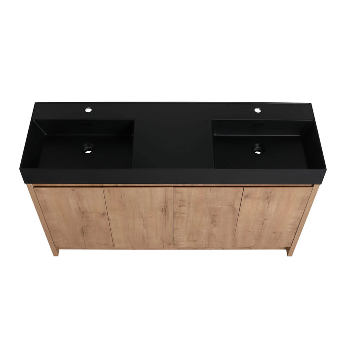 60 Inch Bathroom Resin Sink(GR B60120DBKMO) Default -DTYStore