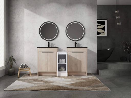 60 Inch Freestanding Bathroom Vanity with Black Ceramic Sink and Storage Cabinets, Soft Closing Door, 02424*2+0312 Combination Cabinet, KD-Package Default -DTYStore