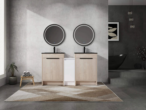 60 Inch Freestanding Bathroom Vanity with Black Ceramic Sink and Storage Cabinets, Soft Closing Door, 02424*2+0312 Combination Cabinet, KD-Package Default -DTYStore