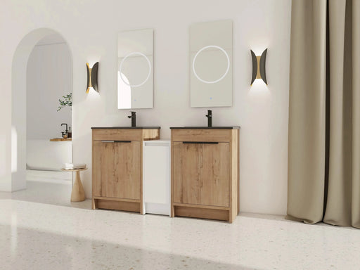 60 Inch Freestanding Bathroom Vanity with Black Ceramic Sink and Storage Cabinets, Soft Closing Door, 02424IMO*2+0312 Combination Cabinet, KD-Package Default -DTYStore