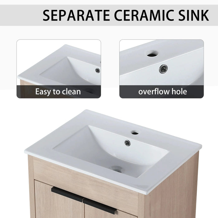60 Inch Freestanding Bathroom Vanity with Ceramic Sink and Storage Cabinets, Soft Closing Door, 02424*2+0312 Combination Cabinet, KD-Package Default -DTYStore