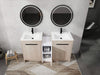 60 Inch Freestanding Bathroom Vanity with Ceramic Sink and Storage Cabinets, Soft Closing Door, 02424*2+0312 Combination Cabinet, KD-Package Default -DTYStore