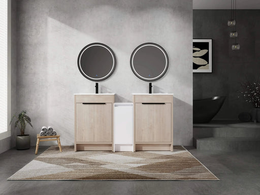 60 Inch Freestanding Bathroom Vanity with Ceramic Sink and Storage Cabinets, Soft Closing Door, 02424*2+0312 Combination Cabinet, KD-Package Default -DTYStore