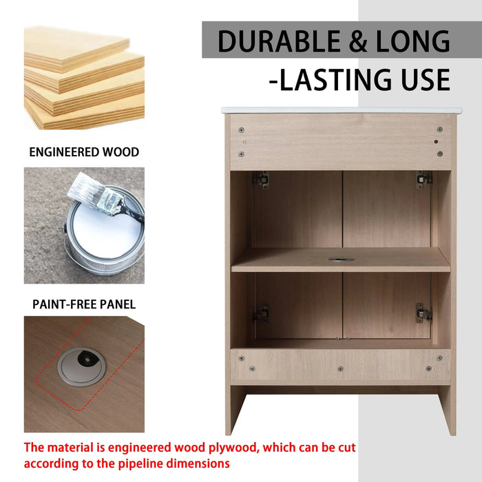 60 Inch Freestanding Bathroom Vanity with Ceramic Sink and Storage Cabinets, Soft Closing Door, 02424*2+0312 Combination Cabinet, KD-Package Default -DTYStore