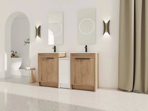 60 Inch Freestanding Bathroom Vanity with Ceramic Sink and Storage Cabinets, Soft Closing Door, 02424IMO*2+0312 Combination Cabinet, KD-Package Default -DTYStore