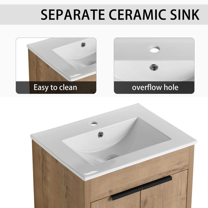 60 Inch Freestanding Bathroom Vanity with Ceramic Sink and Storage Cabinets, Soft Closing Door, 02424IMO*2+0312 Combination Cabinet, KD-Package Default -DTYStore
