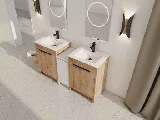 60 Inch Freestanding Bathroom Vanity with Ceramic Sink and Storage Cabinets, Soft Closing Door, 02424IMO*2+0312 Combination Cabinet, KD-Package Default -DTYStore