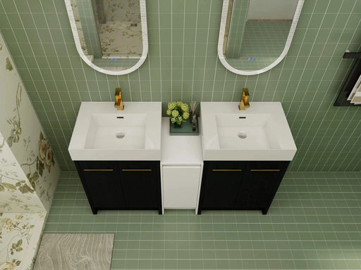 60 Inch Freestanding Bathroom Vanity with Resin Sink and a Storage Cabinets, With Soft Closing Door, 09224*2+0312 Combination Cabinet, KD-Package Default -DTYStore