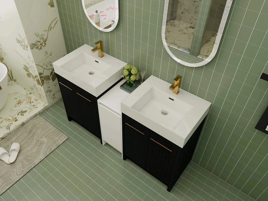 60 Inch Freestanding Bathroom Vanity with Resin Sink and a Storage Cabinets, With Soft Closing Door, 09224*2+0312 Combination Cabinet, KD-Package Default -DTYStore