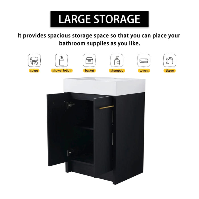 60 Inch Freestanding Bathroom Vanity with Resin Sink and a Storage Cabinets, With Soft Closing Door, 09224*2+0312 Combination Cabinet, KD-Package Default -DTYStore