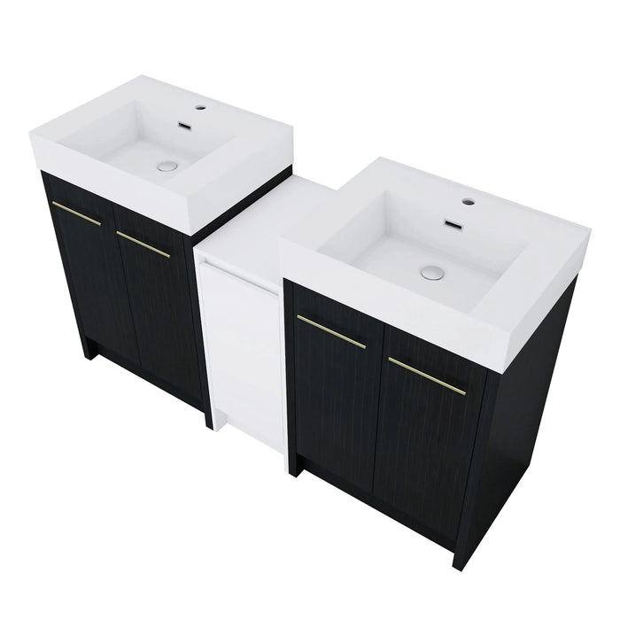 60 Inch Freestanding Bathroom Vanity with Resin Sink and a Storage Cabinets, With Soft Closing Door, 09224*2+0312 Combination Cabinet, KD-Package Default -DTYStore