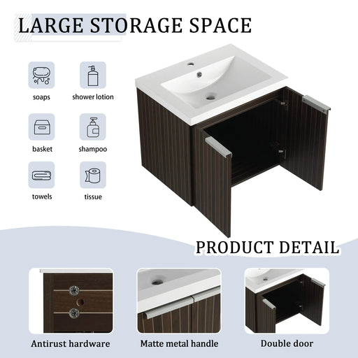 60 Inch Soft Close Doors Bathroom Vanity With Sink, A Small Storage Shelves, 24' and 12' Combination Cabinet,(KD-Packing) Default -DTYStore