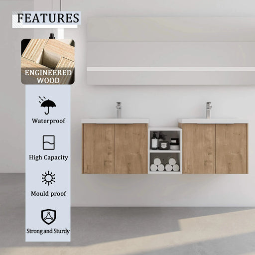 60 Inch Soft Close Doors Bathroom Vanity With Sink, A Small Storage Shelves, 24' and 12' Combination Cabinet,(KD-Packing) Default -DTYStore