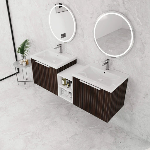 60 Inch Soft Close Doors Bathroom Vanity With Sink, A Small Storage Shelves, 24' and 12' Combination Cabinet,(KD-Packing) Default -DTYStore