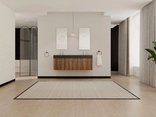 60 Inch Wall-Mounted Bathroom Vanity with Sink, Thick Edged Double Black Resin Sink, KD-Package Default -DTYStore