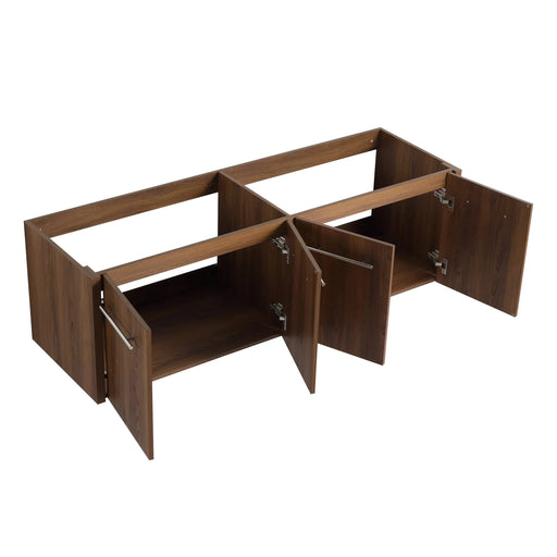 60 Inch Wall-Mounted Bathroom Vanity with Sink, Thick Edged Double Black Resin Sink, KD-Package Default -DTYStore