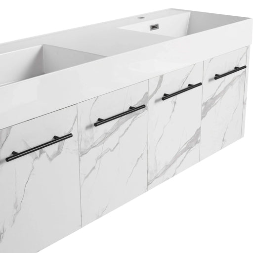 60 Inch Wall-Mounted Bathroom Vanity with Sink, Thick Edged Double Resin Sink, KD-Package Default -DTYStore