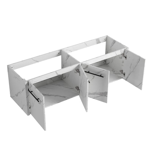 60 Inch Wall-Mounted Bathroom Vanity with Sink, Thick Edged Double Resin Sink, KD-Package Default -DTYStore