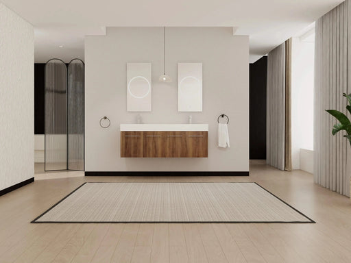 60 Inch Wall-Mounted Bathroom Vanity with Sink, Thick Edged Double Resin Sink, KD-Package Default -DTYStore