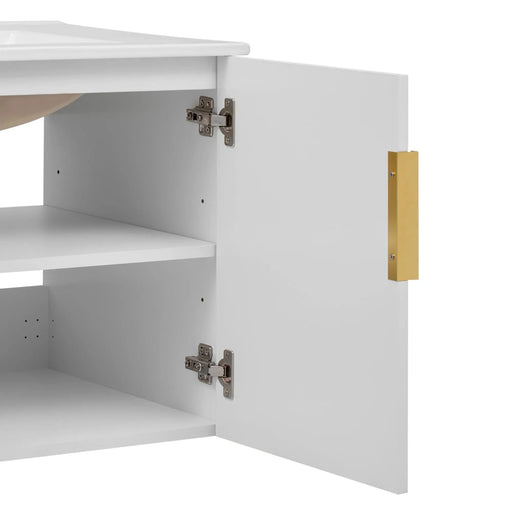 60' Vintage Bathroom Vanity with Ceramic Sink, with 3 Holes Single Ceramic Sink, Bathroom Storage Vanity Cabinet with 2 Soft Closing Doors Default -DTYStore