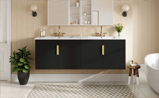 60' Vintage Bathroom Vanity with Ceramic Sink, with 3 Holes Single Ceramic Sink, Bathroom Storage Vanity Cabinet with 2 Soft Closing Doors Default -DTYStore