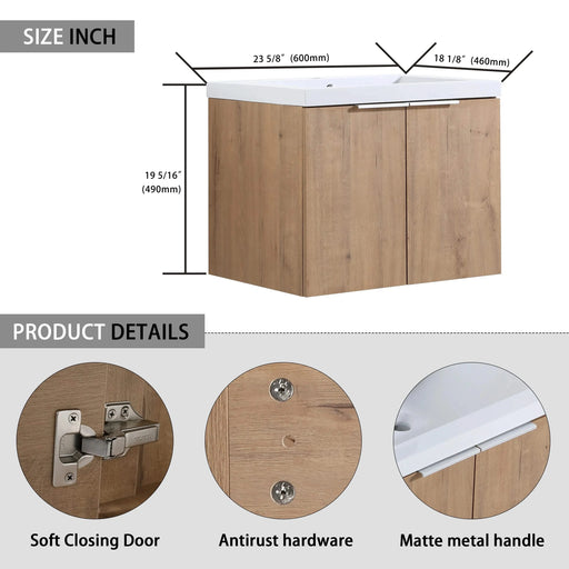 60' Wall-Mounted Bathroom Vanity With Sink and Side Cabinet, Soft Close Doors,00112IMOx2-0624IMOx2-0612GWH Combination Cabinet(KD-Packing) Default -DTYStore