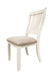 White Classic 2pcs Dining Chairs Set Rubberwood Beige Fabric Cushion Seats Slats Backs Dining Room Furniture Side Chair - DTYStore