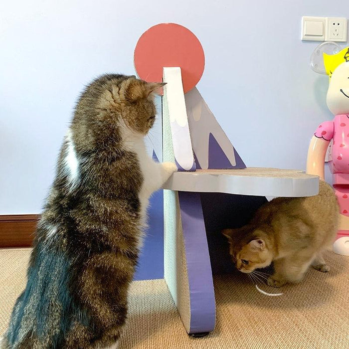 Cat Scratcher Post Board, Mount Fuji Shape Cat Scratching Lounge Bed, Durable Pad Prevents Furniture Damage