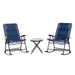 Outsunny 3 Piece Outdoor Patio Furniture Set with Glass Coffee Table & 2 Folding Padded Rocking Chairs, Bistro Style for Porch, Camping, Balcony, Navy Blue - DTYStore