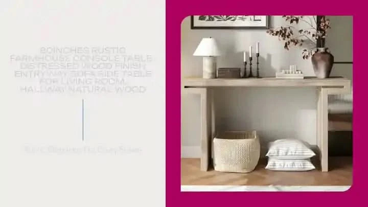 60inches Rustic Farmhouse Console Table , Distressed Wood Finish Entryway Sofa Side Table for Living Room, Hallway,Natural Wood Default -DTYStore