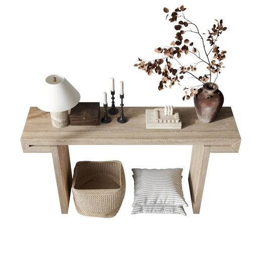 60inches Rustic Farmhouse Console Table , Distressed Wood Finish Entryway Sofa Side Table for Living Room, Hallway,Natural Wood Default -DTYStore