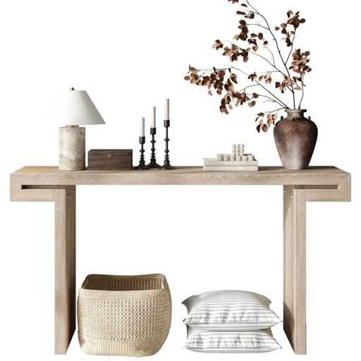 60inches Rustic Farmhouse Console Table , Distressed Wood Finish Entryway Sofa Side Table for Living Room, Hallway,Natural Wood Default -DTYStore