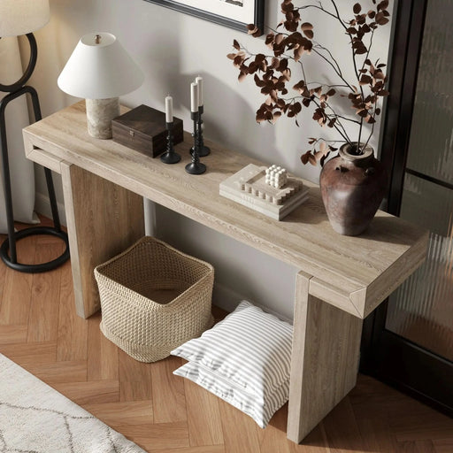 60inches Rustic Farmhouse Console Table , Distressed Wood Finish Entryway Sofa Side Table for Living Room, Hallway,Natural Wood Default -DTYStore